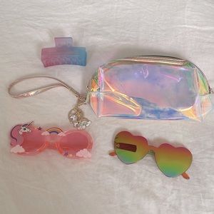 Rainbow Sunglasses, Wristlet and Hair Clip